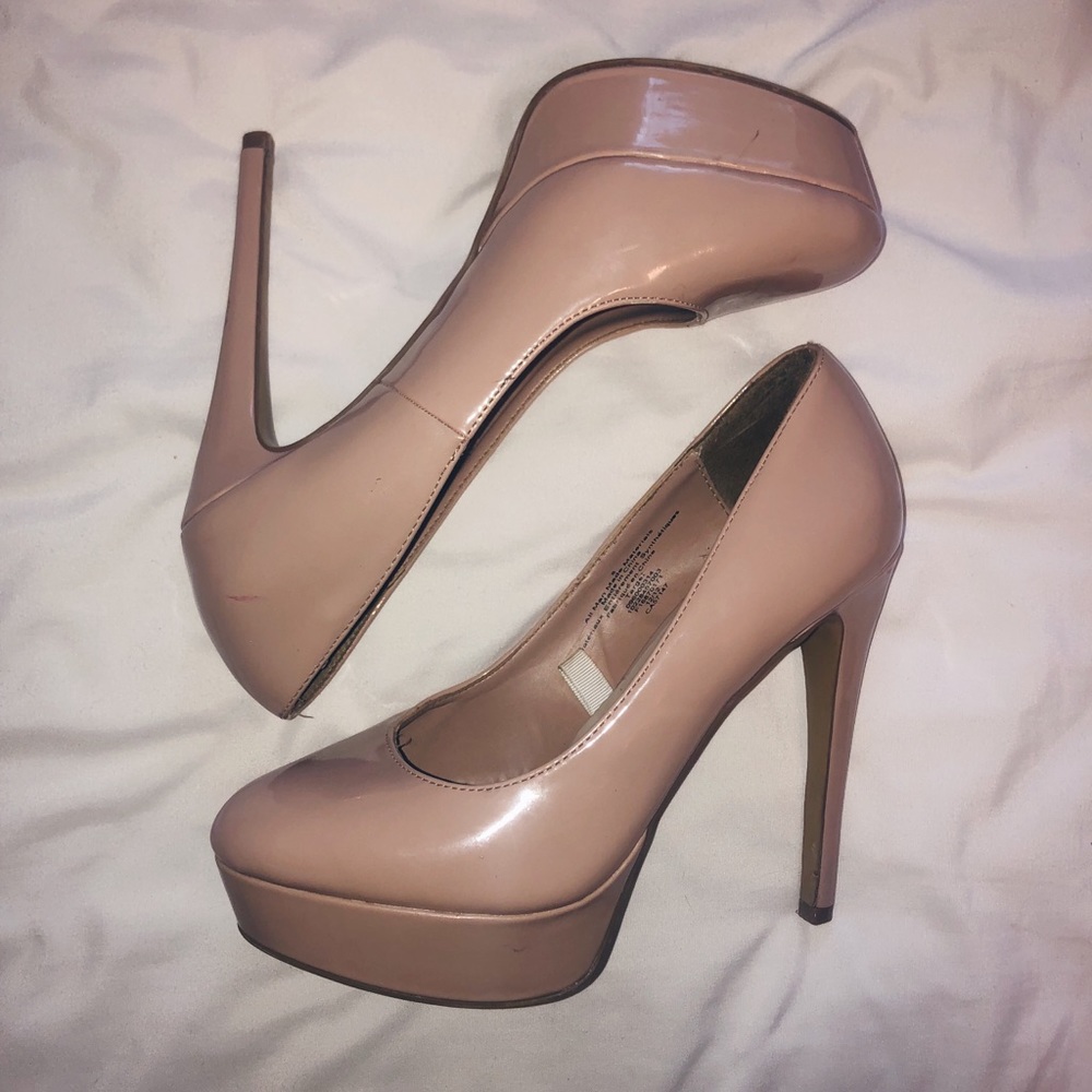 Nude platform heels